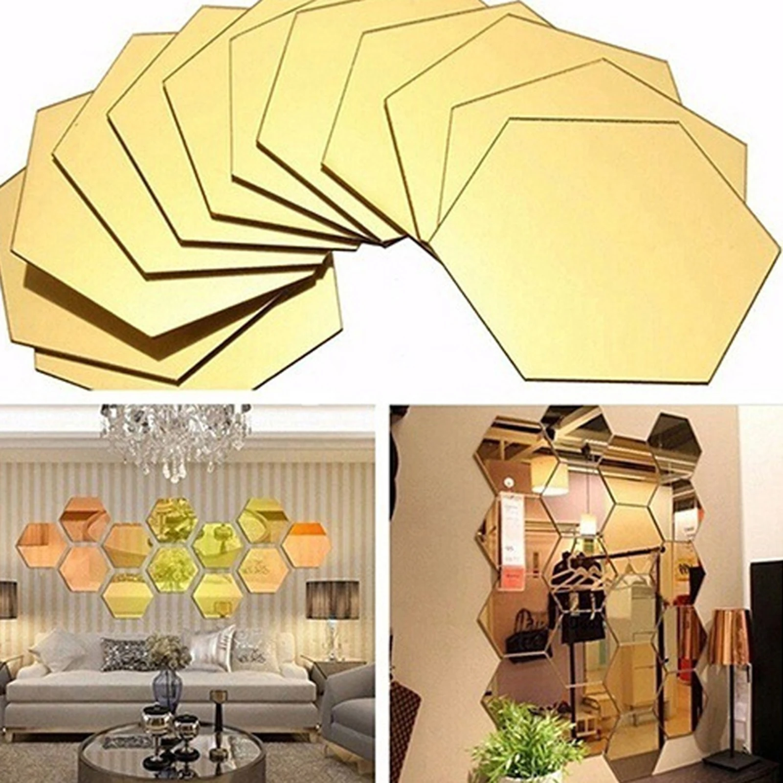 12pcs Hexagon 3D Wall Sticker Easy to Paste Wall Sticker Decal DIY Decor Art Suitable for Dining Room Bedroom AC-Hot Sale