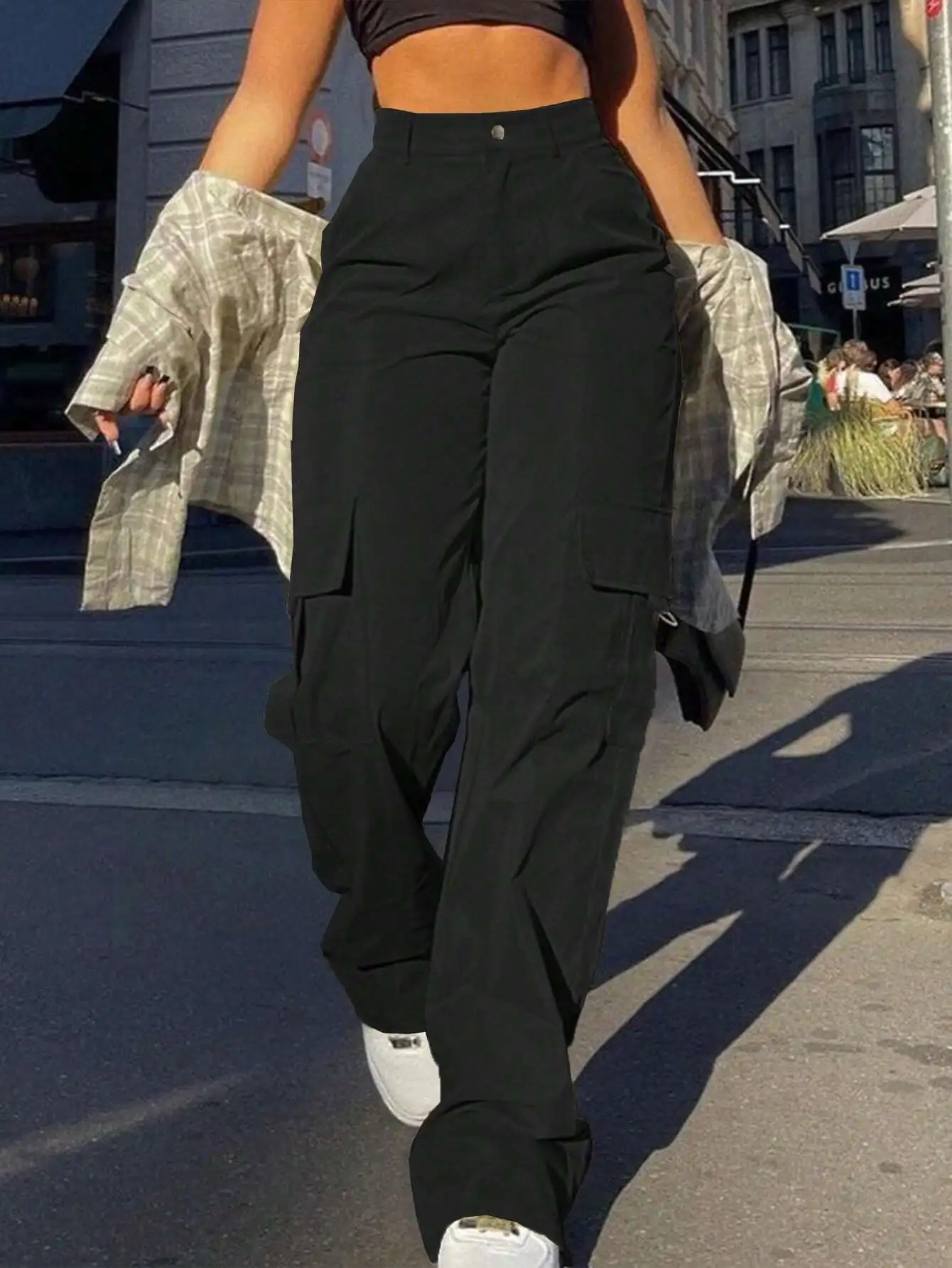 

Женские брюки карго в американском стиле, весна-лето 2026, новинка, с высокой талией, уличный стиль, свободные повседневные длинные брюки