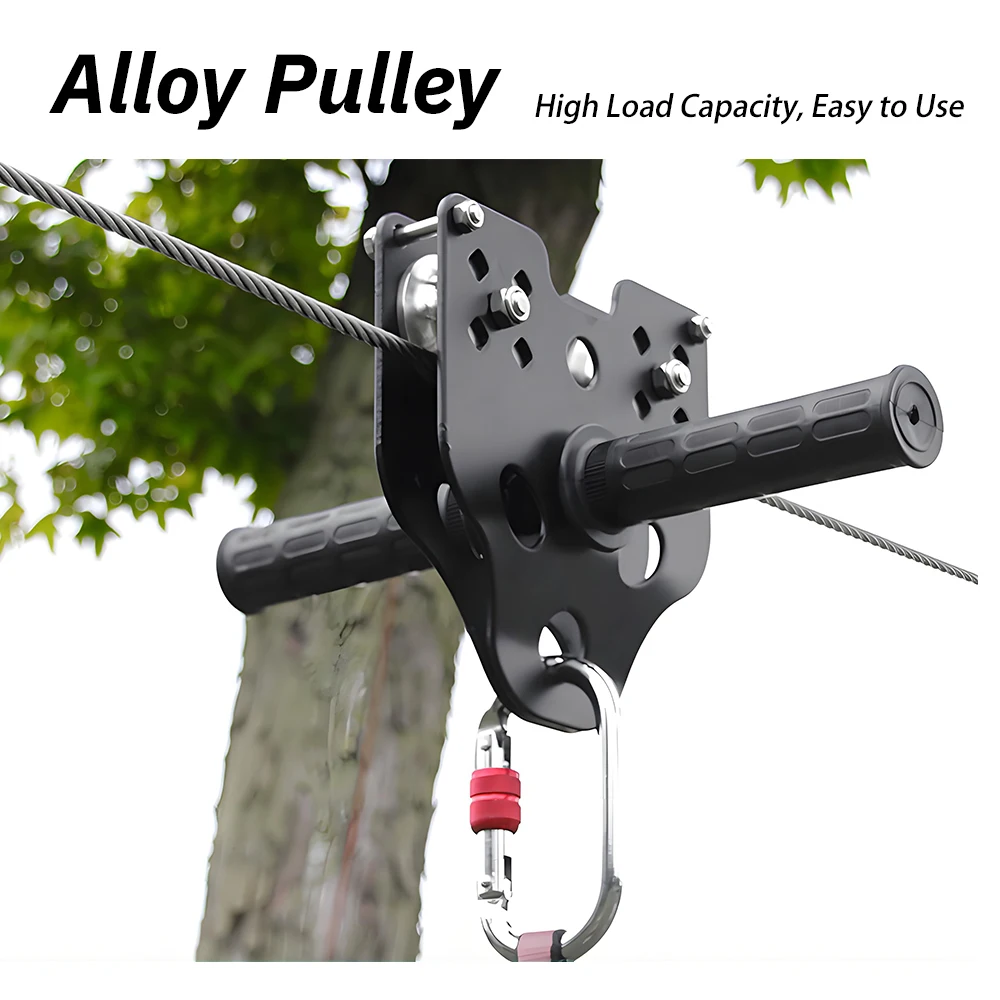 Kids Zip Line Kit Outdoor Zip Line Portable Zip Line Swing for Children with Steel Wire Rope Pulley Kids Outdoor Activity