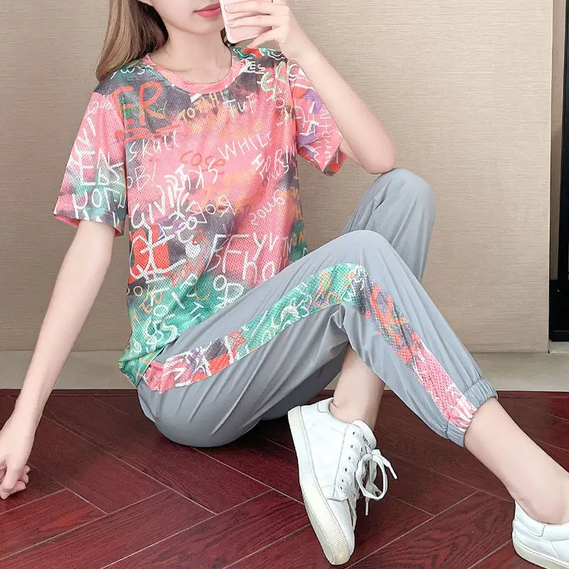 

Summer Sports Suit Women's 2023 New Large Size Loose Short Sleeve Foreign Fashion Women's Summer Casual Two-piece Set