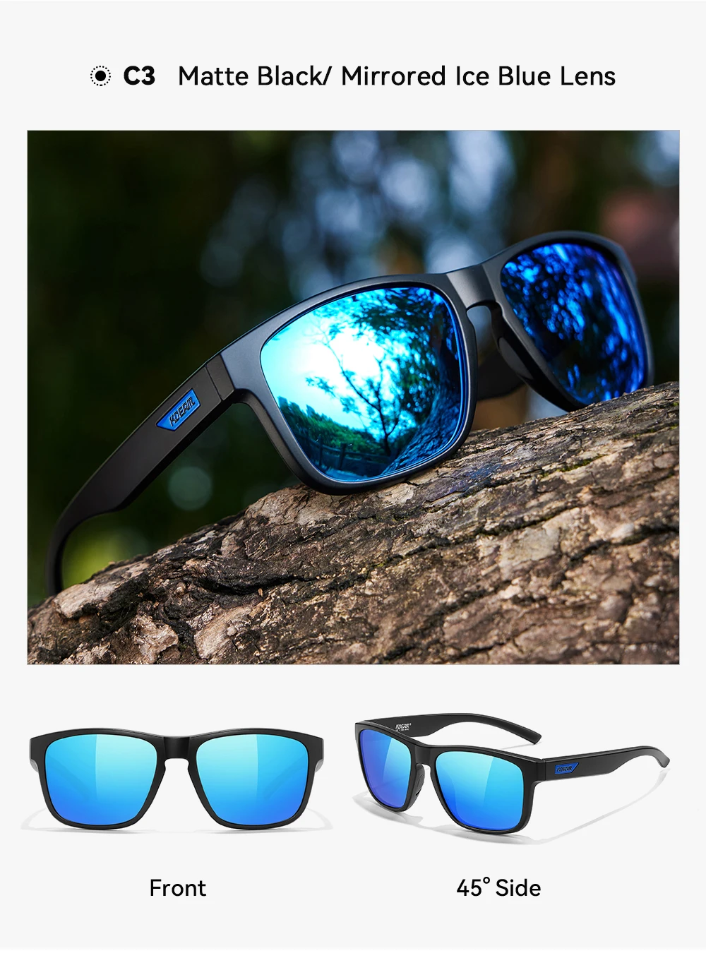 KDEAM XXL-Größe, polarisierte Sonnenbrille für Herren, Outdoor-Sportbrille, Gesamtbreite 155 mm, extra große Sonnenbrille – Detail 7
