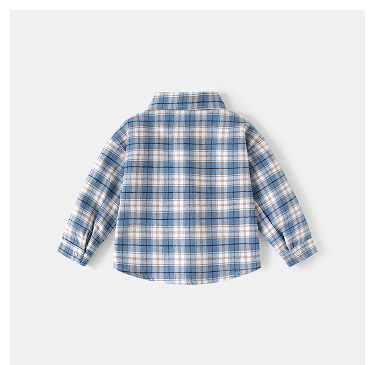 Frühling Herbst Kinder Plaid Langarm-shirt Koreanischen Stil Jungen Mädchen Lose Übergroßen Top Licht Oberbekleidung Casual Kinder Bluse – Detail 5