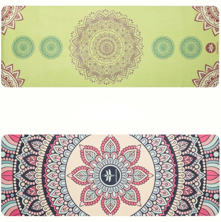 eco friendly comfortable natural rubber bottom  suede surface Custom Printing  yoga mat