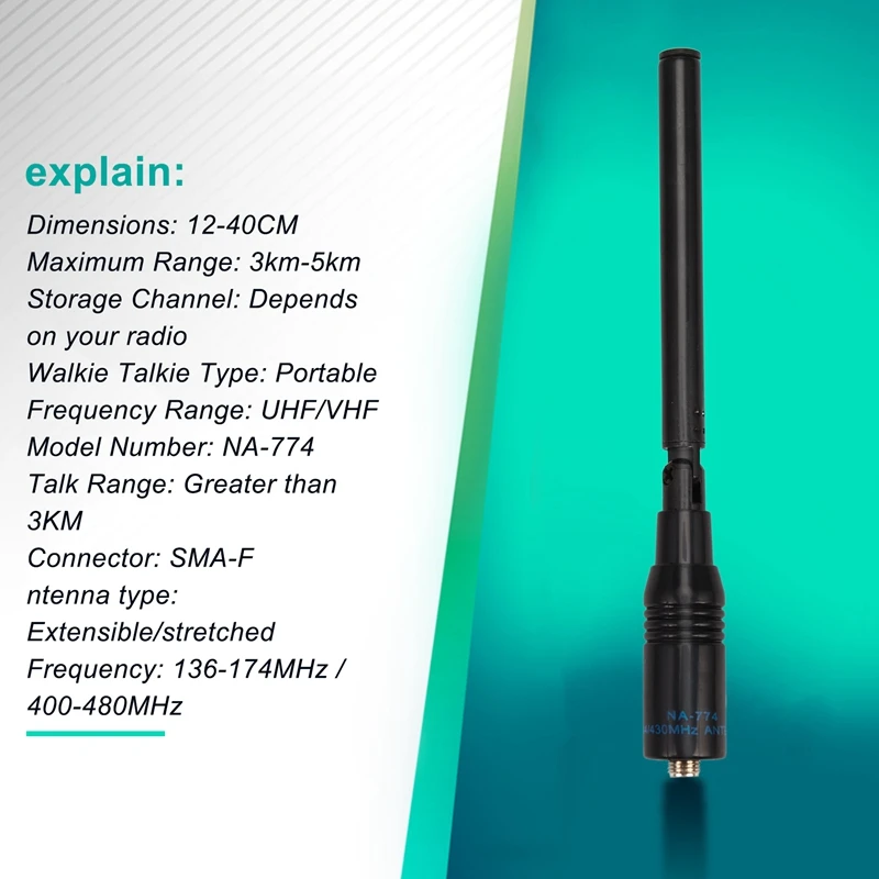 Nagoya NA-774 SMA-F Antena Telescópica Dual Band para Baofeng, Rádio Portátil, UV-5R, UV-5RE Plus, UV-82, GT-3, Walkie Talkie