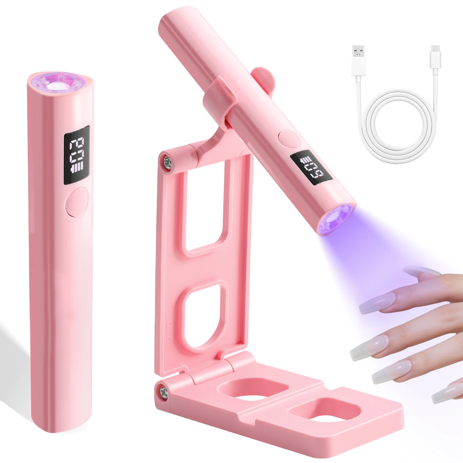 Cordless UV LED Nail Lamp Handheld With Stand bracket Rechargeable USB Gel Nail Dryer For Quickly Gel Nail Polish Nails Salon