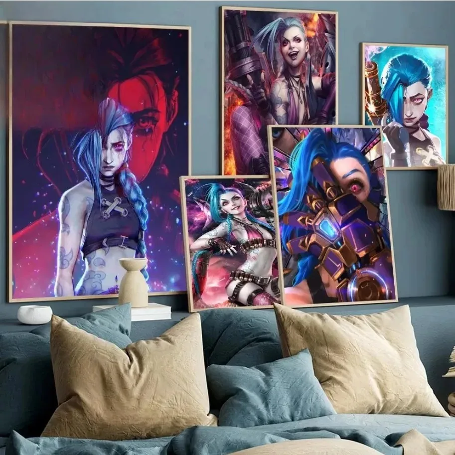 

DIY безрамная цифровая картина маслом аниме игра Arcane LOL Jinx основное искусство украшение дома живопись настенная комната Декор подарок другу
