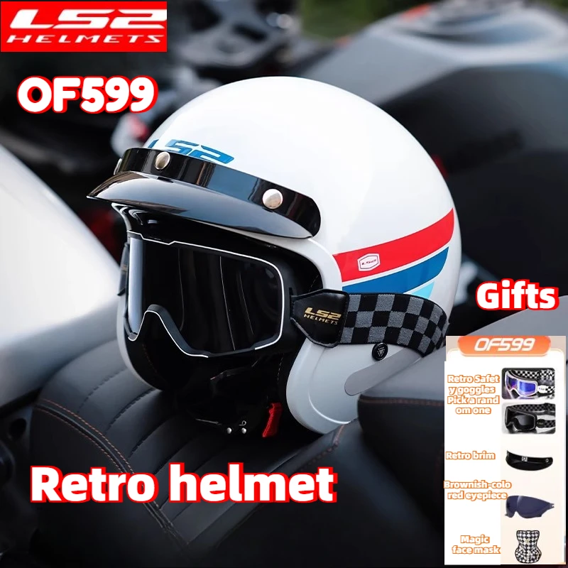 

LS2 Original Motorcycle Helmet LS2 OF599 Capacete SPITFIRE II 3/4 Open Face Helmets Vintage Jet Scooter Motorbike Half Helmets