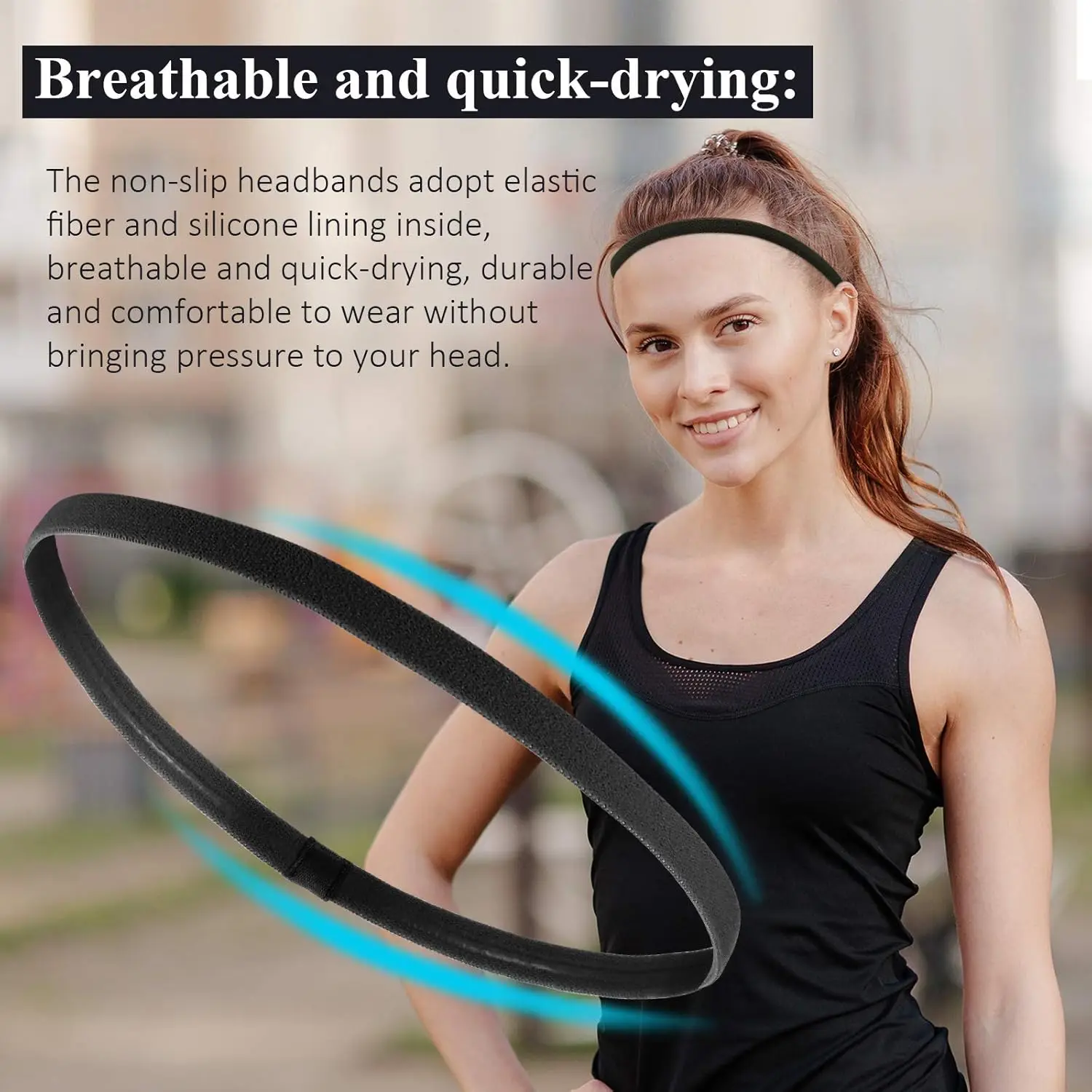 10 Pieces Elastic Sports Headbands Thick Non-Slip Hair Bands for Women and Men