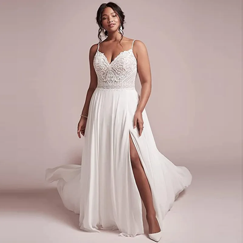 

MK1669-Sexy lace open back wedding dress with small train