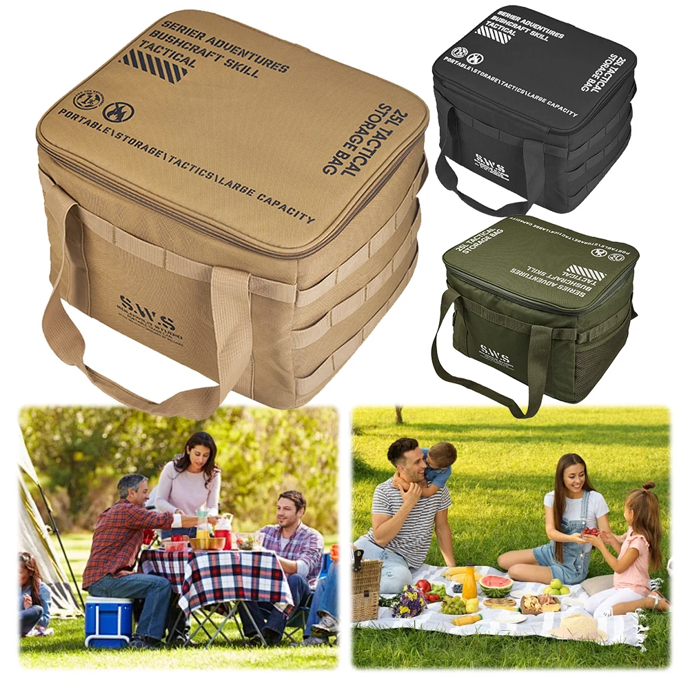 

Сумка для кемпинга 25 л, большая вместительная дорожная сумка для посуды, многофункциональная сумка для газовых баллонов, сумка для пикника на открытом воздухе, для инструментов для пикника