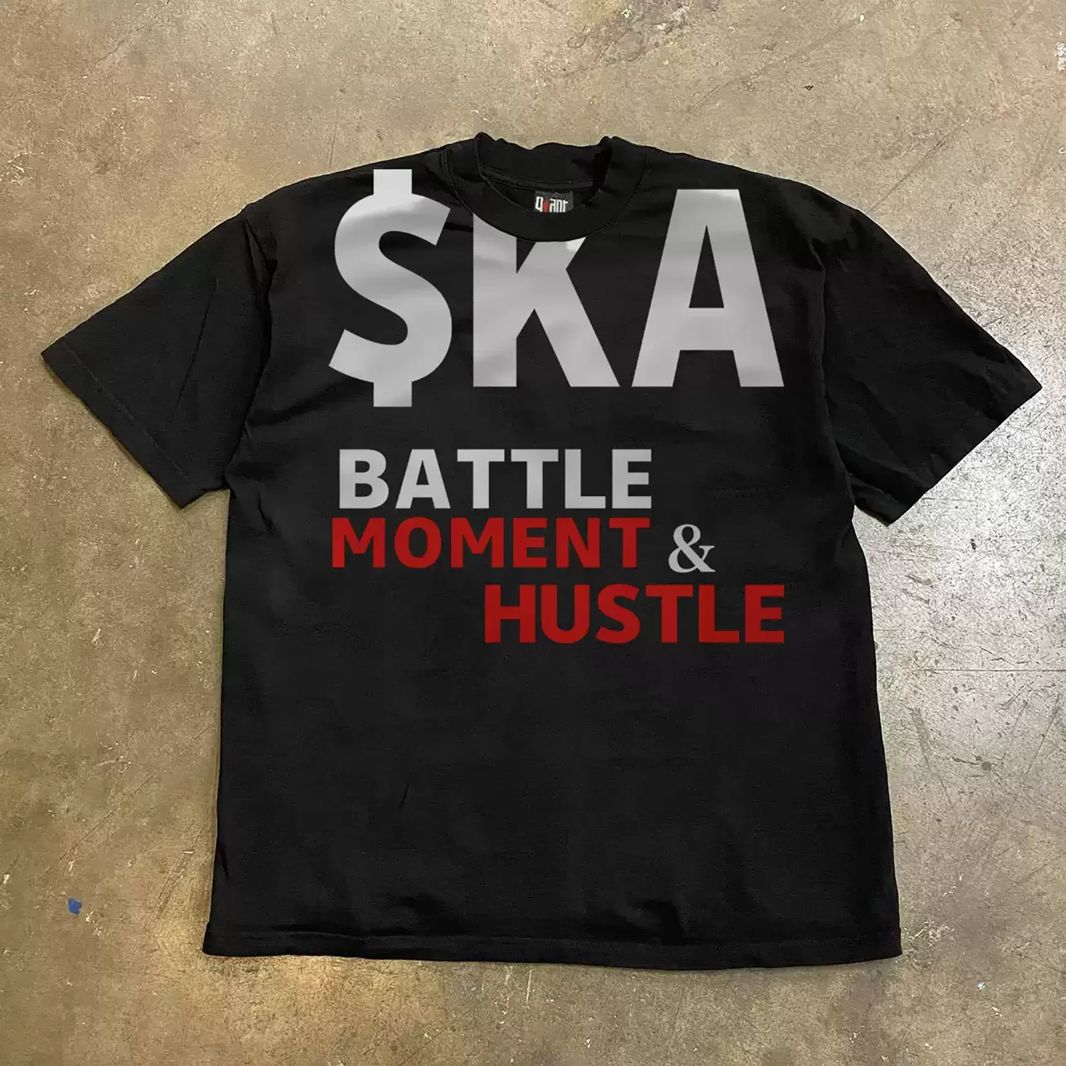 Men's Vintage Bold Letter Graphic T-Shirt, Contrast Color Money Symbol Motivational Text Print Crew Neck Loose Fit Urban Streetwear Washed Cotton Short Sleeve Tee.