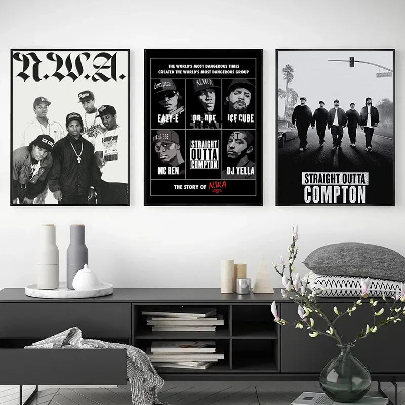 NWA Hip Hop Rapper Straight Outta Compton Hot Music Album Poster Canvas Painting Wall Art Pictures Home Room Decor Gift view 2