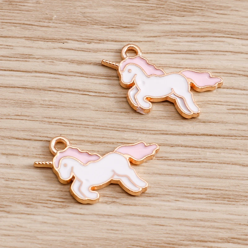 Tusember 10 Stück 4 Farben Emaille-Pferde-Mini-Einhorn-Anhänger für DIY Ohrhänger, Armbänder, Halsketten, handgemachtes Schmuckbasteln – Detail 6