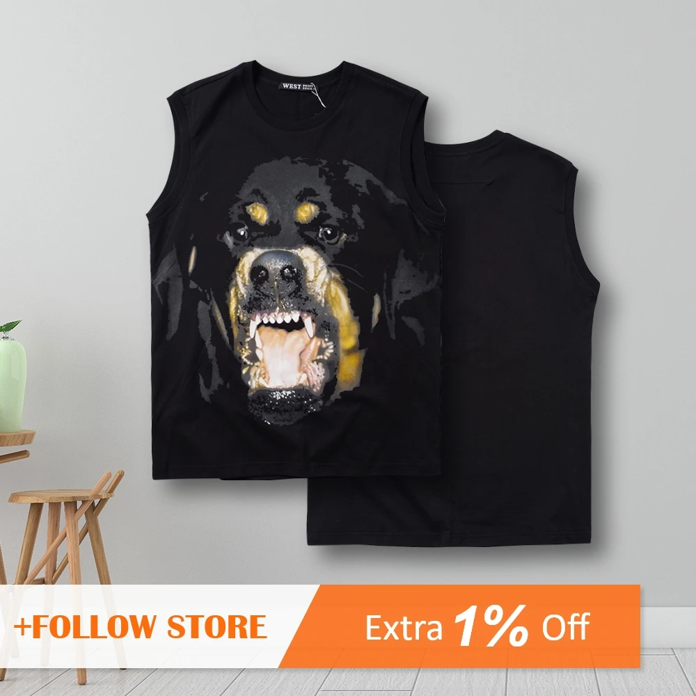 Men Women Vest Top Big Dog Graphics Print Tank Four Seasons Sleeveless Bottoming Shirt Hip-hop Gothic Casual Cotton O-Neck Vest