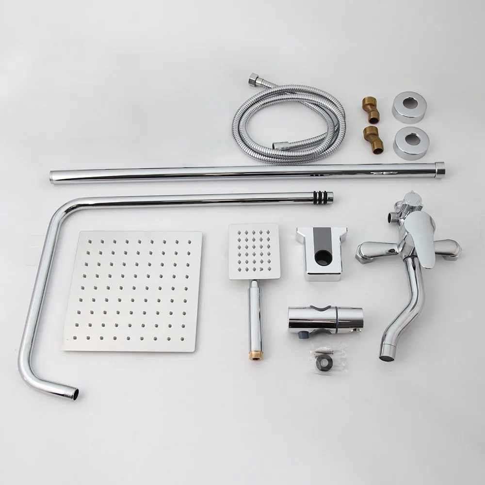 Imagem -06 - Yanksmart Luxo Chrome Polido Chuvas Fixado na Parede do Banheiro Torneira do Chuveiro Definir Ajustar Altura Lidar com Misturador do Chuveiro de Água