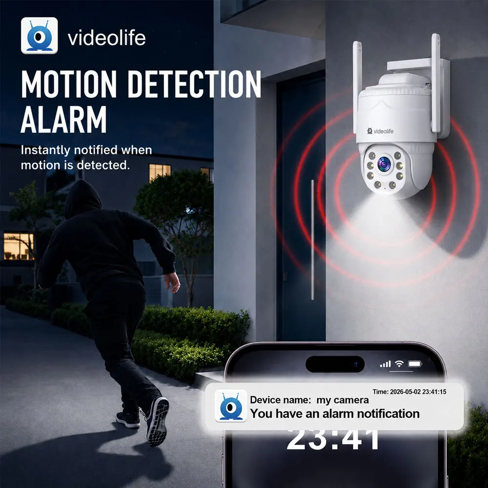 Videolife 4G/WiFi Outdoor Security Camera with Smart Detection Full Color Night Vision AI Human Detection Auto Tracking