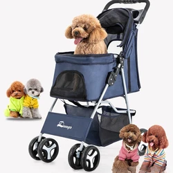 Detachable Pet Stroller for Dogs, Dog Carrier, Dog Pull Cart, Double Layer, Lightweight, Four Wheel, Shock Absorption