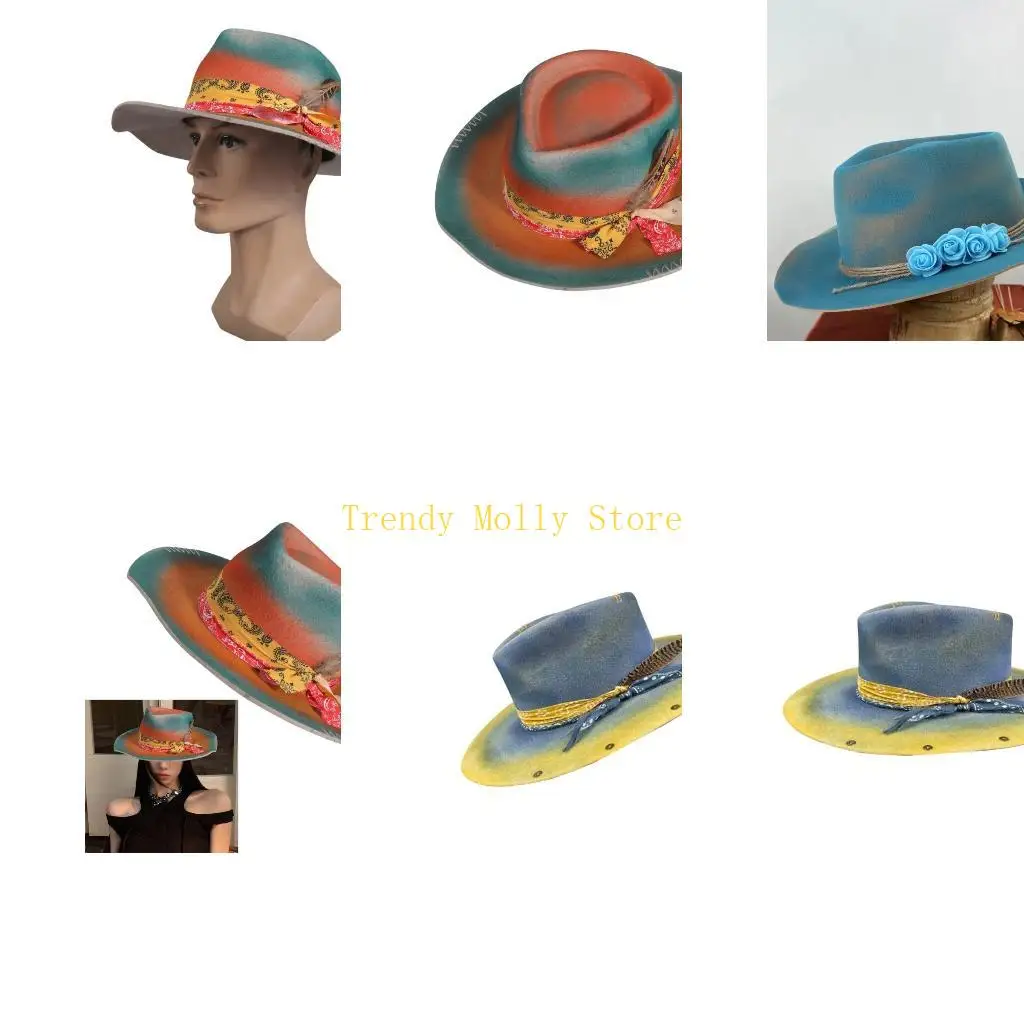 

N5KB Homburg Exotic Top Hat Wool Panama Hat Hat Surprise Gift for Boyfriend Father Uncle Casual