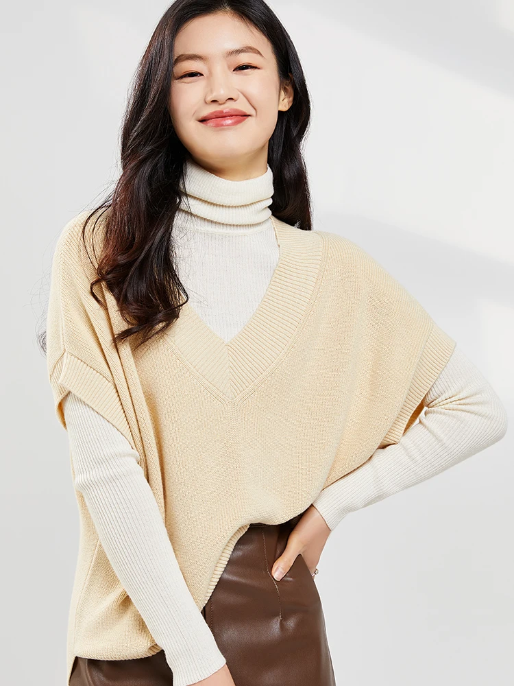 

Топ Sy Pure Color V-ne, вязаный, из смесового шелка и хлопка, с рукавами «летучая мышь», для повседневной носки, весенний, модный, хлопок 70%, шелк 25%, кам...