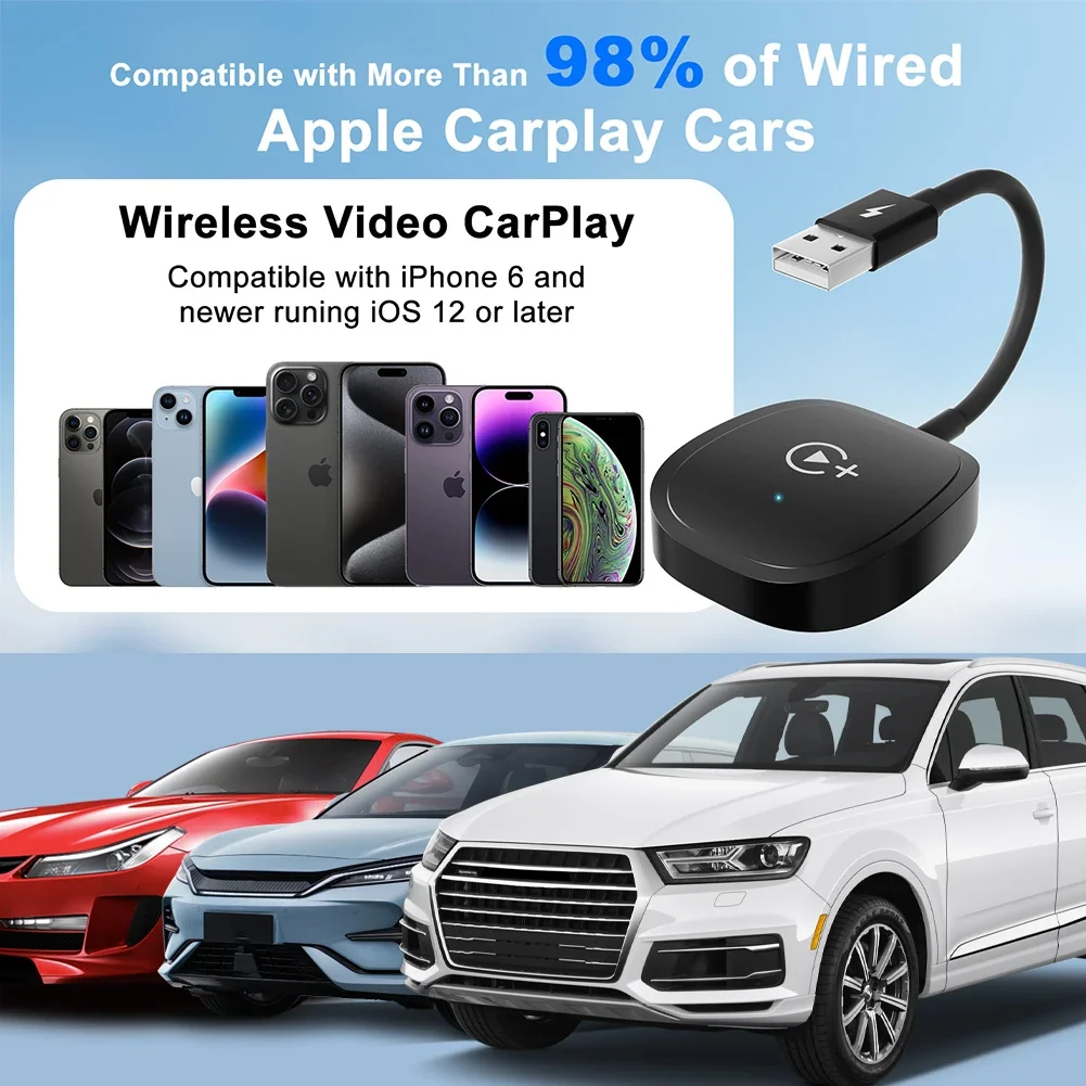 Adaptor Carplay Video nirkabel, untuk Netflix YouTube TikTok untuk OEM IPhone Benz Audi Mazda Kia Toyota VW Nissan Subaru Universal