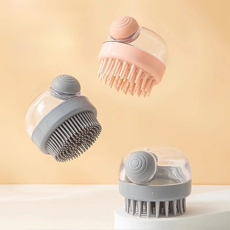 

Por Silicone Shampoo Brush Hair Wash Comb Adding Liquid Shampoo Silicon Body Scrubber Massage For Barbershop home