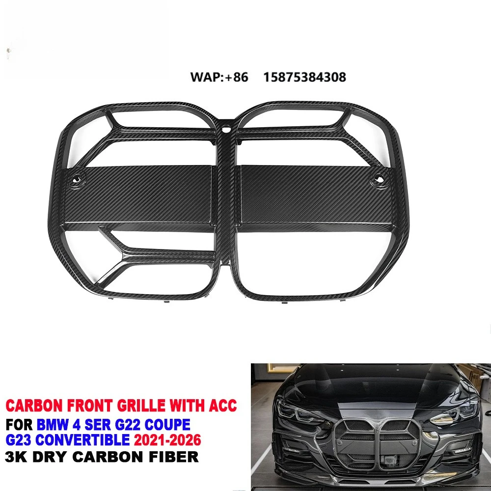 

Pre-preg Dry Carbon Fiber Front Bumper Kidney Grill Automotive Front Grille With ACC for 4 SER G22 Coupe G23 2021-2025