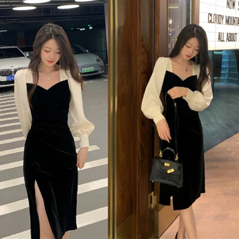 Office Lady Style Sexy Dress 2022 Autumn Elegant High Quality Slim Fit Sweetheart Neck One-Piece