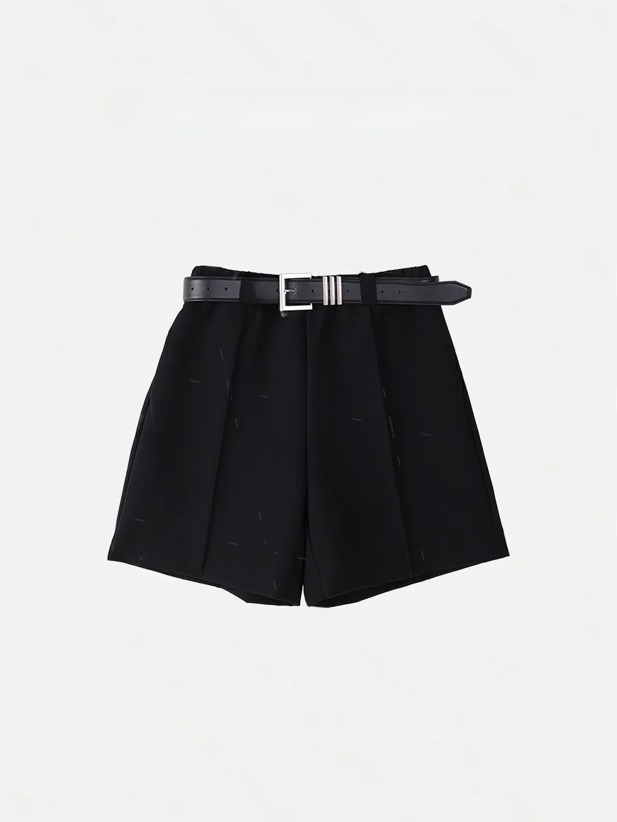 

Брюки-костюмные шорты AW Wang Nannan Commute с эластичным поясом, широкими штанинами и поясом, прямые, с высокой талией, весна 2026, новые, повседневные, стильные