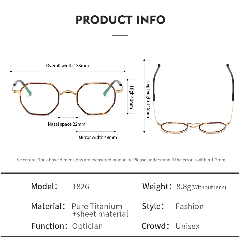 O liver Designer Style Retro Titanium Handmade Acetate Eyeglasses Frame Double Bridge Polygon Shape Small Lightweight cultural