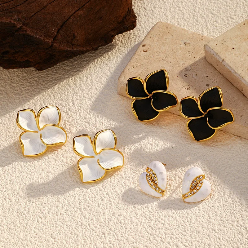 موضة جديدة ملونة قطرة الزيت زهرة أقراط مطلية بالذهب الفولاذ المقاوم للصدأ البوهيمي رومانسية مجوهرات هدايا الحفلات اليومية للنساء #4