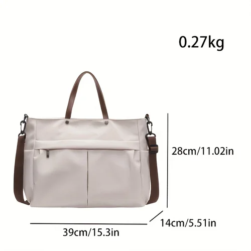 Imagen 2 del producto Elegante bolso de mano de nailon para mujer, bolso de hombro con dos bolsillos, bolso de viaje de gran capacidad