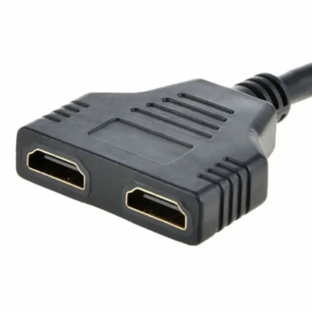 Caliente Compatible con HDMI 2 puerto Dual Y Splitter HD 1080P V1.4 Macho a hembra doble Cable adaptador 1 en 2 de convertidor de Cable de conexión