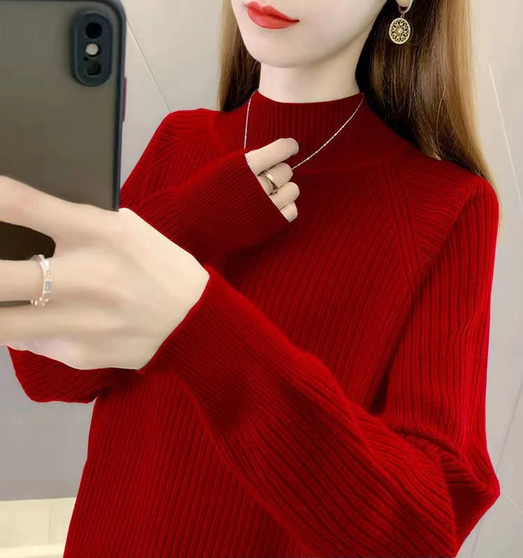 Sweter damski z dzianiny Thiened, półgolf, jesień-zima, bazowa warstwa, do noszenia pod spód, top, moda damska, do pracy, czysty...