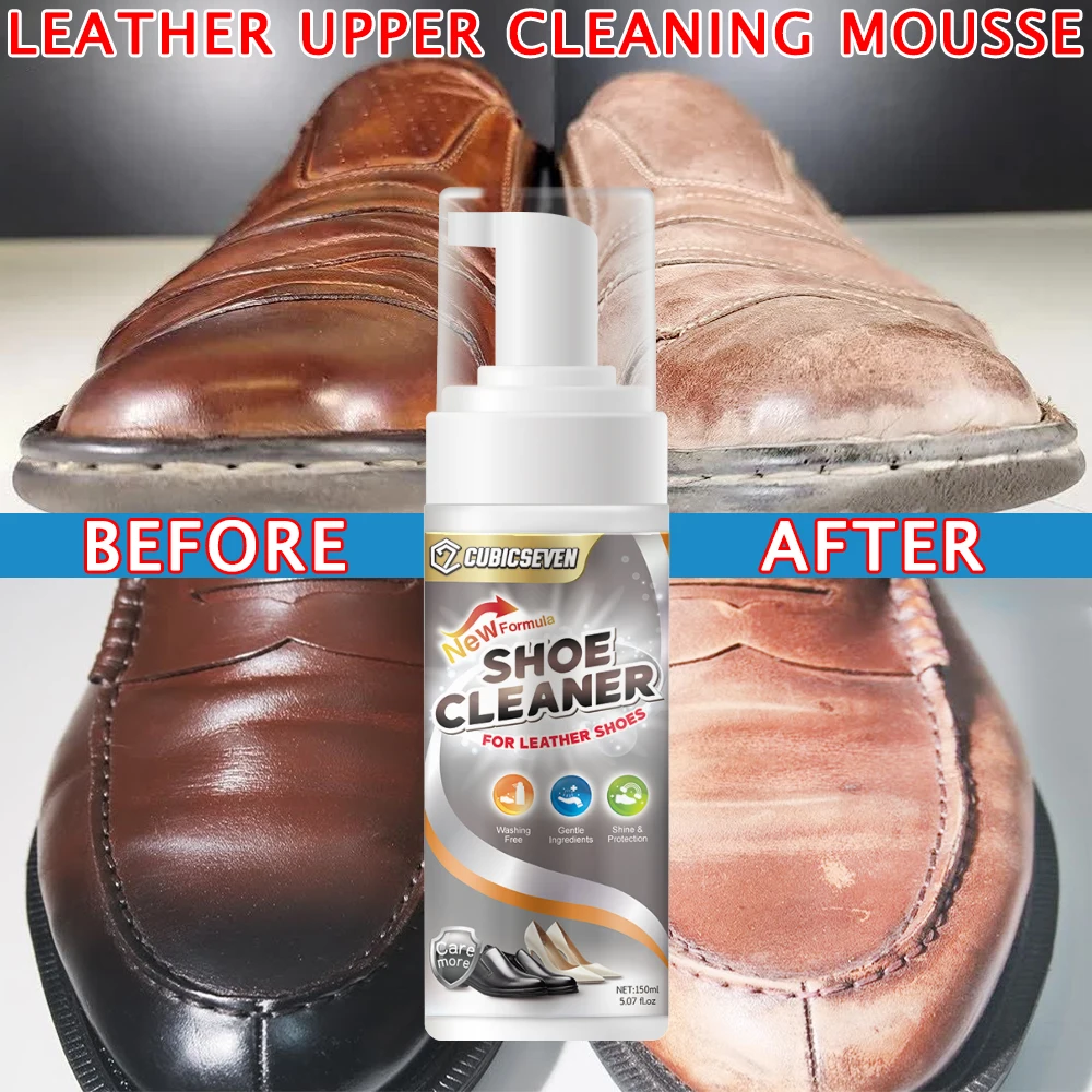 Cubicseven 150ML White Shoe Cleaner Foam Suede Sheepskin Matte Shoes Leather Cleaner Polish Cleaning Tool Sneakers Care