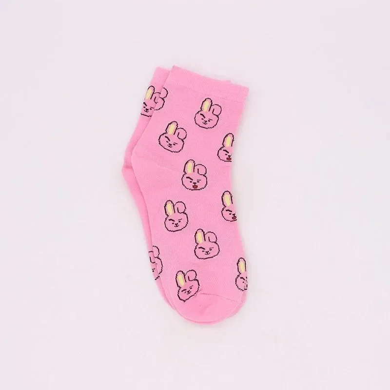 Kawaii BT21 Cartoon Socks Cute Mid Tube Socks Anime TATA CHIMMY COOKY Korean Star Peripheral Women Printed Cotton Socks Gifts - view 5