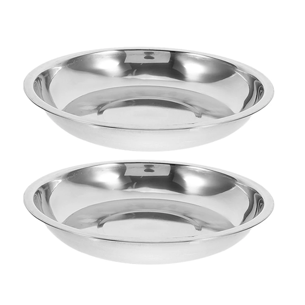 

2 Pcs Cat Bowls Stainless Steel Pet Dog Food Dish Multi-purpose Puppy Water Silver Cartoon Foods Travel