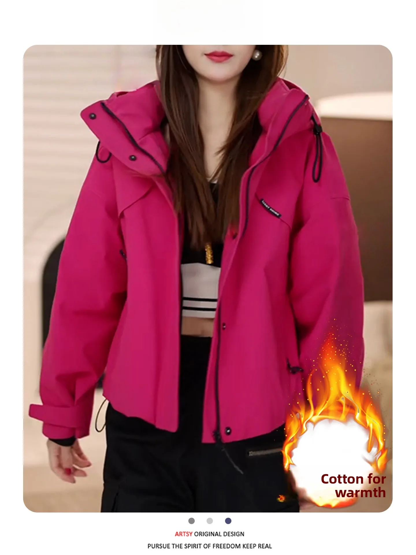 패셔너블한 여성용 재킷 지퍼 작업복 캐주얼 루즈핏 롱 슬리브 겨울용 따뜻한 코트