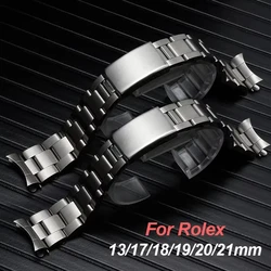 Stainless Steel Bracelet Strap for Rolex Men Sport Watchband for Water Ghost for Oyster Curved End Metal Band 17 18 19 20 21mm