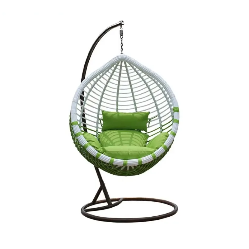 Outdoor Swings Chair Single Seat Rattan Hanging Chair Hanging Egg Swing Chair with Metal Stand