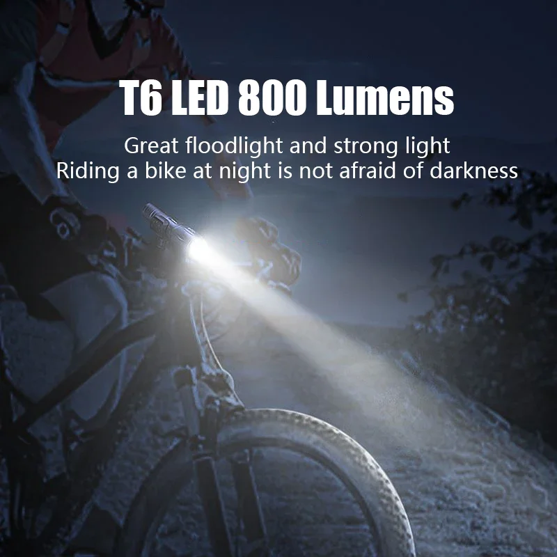 Bicycle Light Rechargeable 18650 Lithium Battery T6 LED Bike Handlebar Flashlight Road LED Headlights Outdoor Cycling Tool