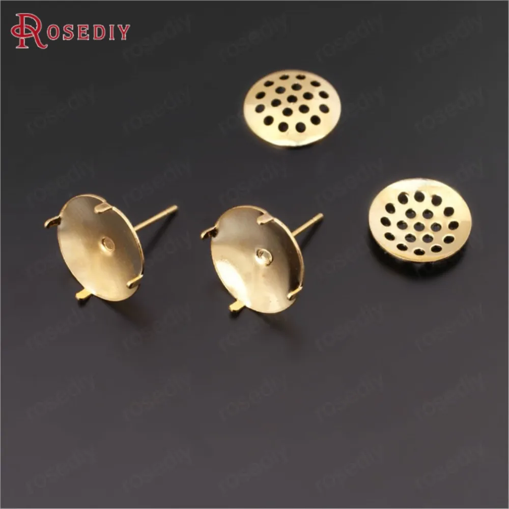 (B004)20 Sets 8mm 12mm 18mm Gold Color Brass Combinable Round Stud Earring Diy Jewelry Findings Earrings Accessories Wholesale