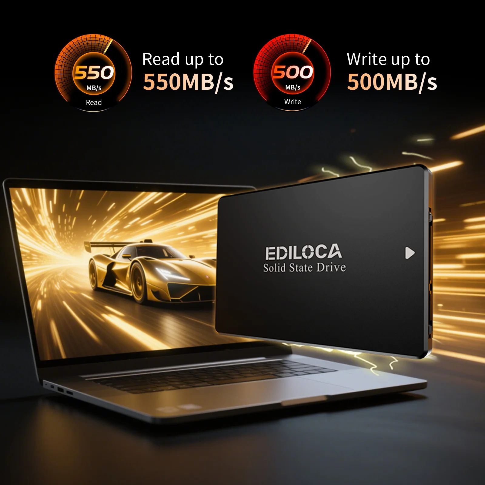 Ediloca ES106 M.2 SATA SSD 6Gb/s NVME 550MB/s 3D NAND TLC 내장 하드 드라이브 (울트라북, 태블릿 컴퓨터 및 미니 PC용)