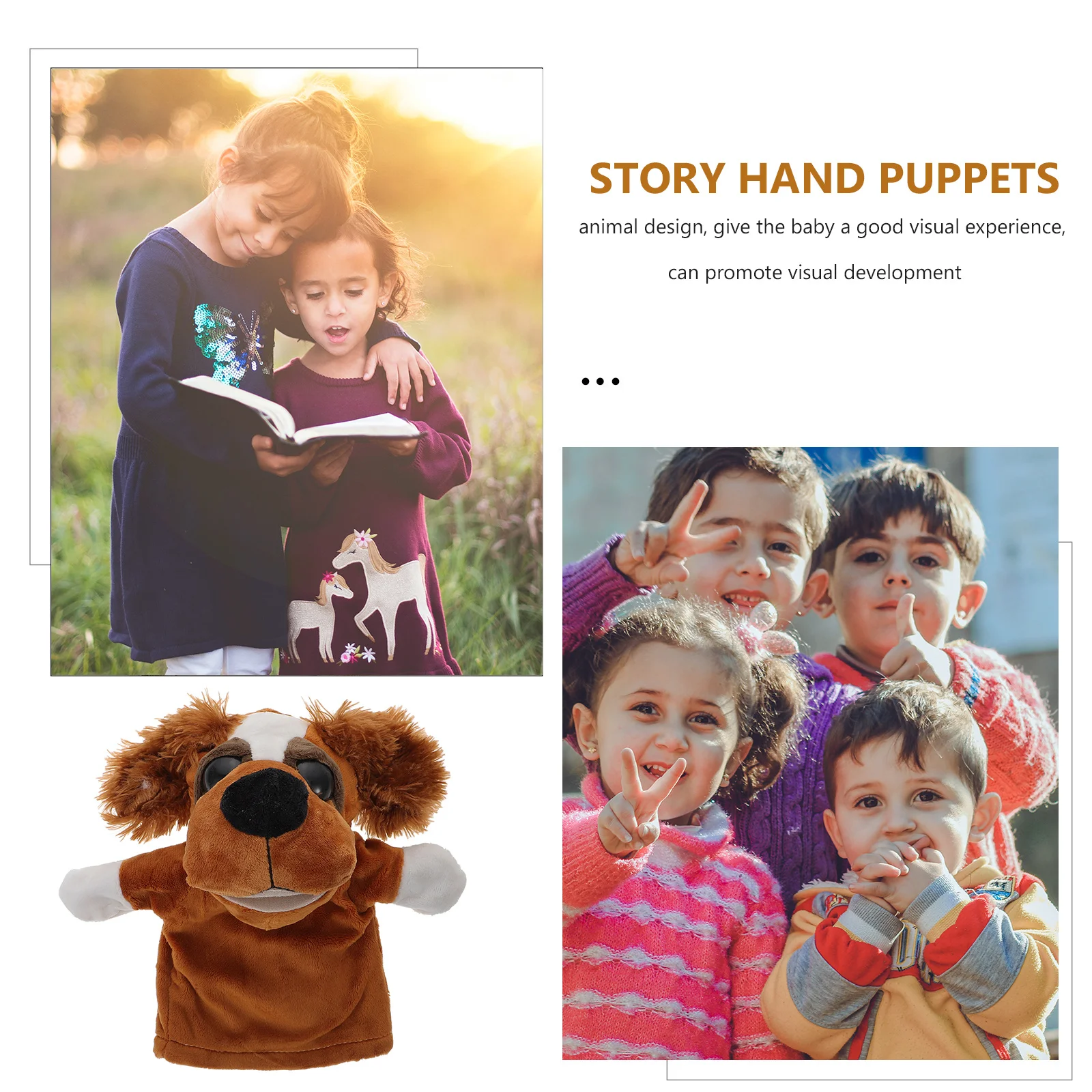 Burattini a mano per bambini Orecchie pelose per animali Guanti morbidi per cani Gioco di ruolo educativo per narrazione di storie per bambini Burattini a mano per animali