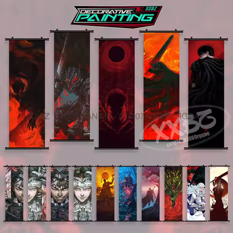 Classic Anime Berserk Home Decoration Poster Guts Figures Wall Artwork Hanging Painting Scrolls Picture Canvas Print Mural Room