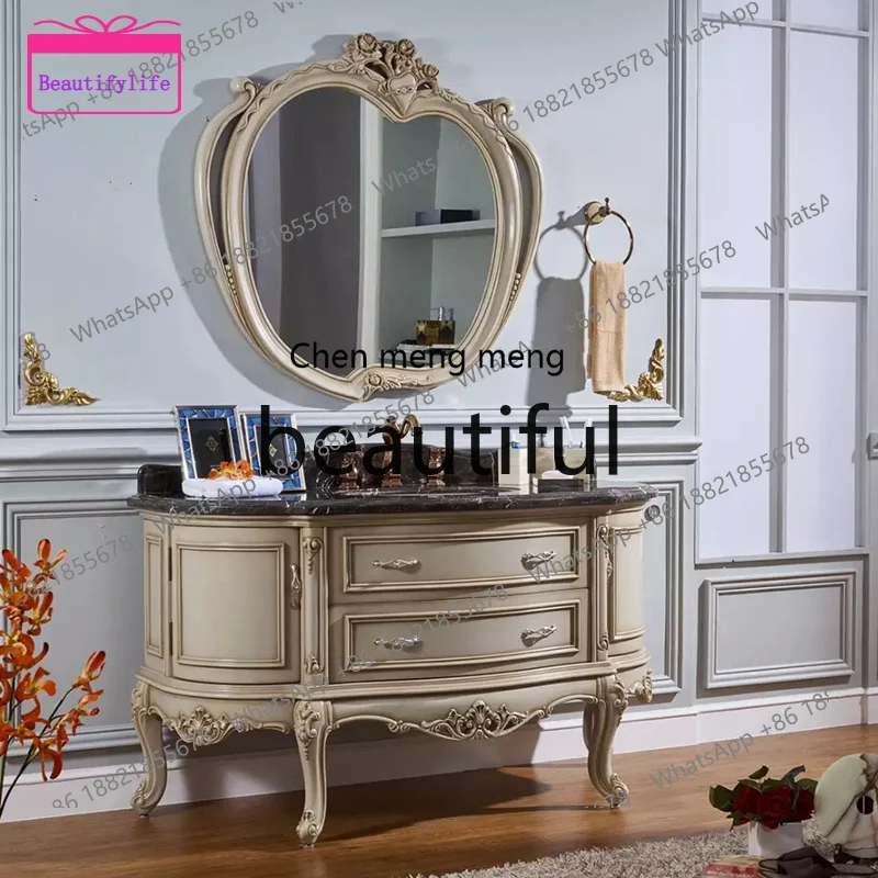 

YL New curved European bathroom cabinet, oak semicircular sink, antique sink, face basin