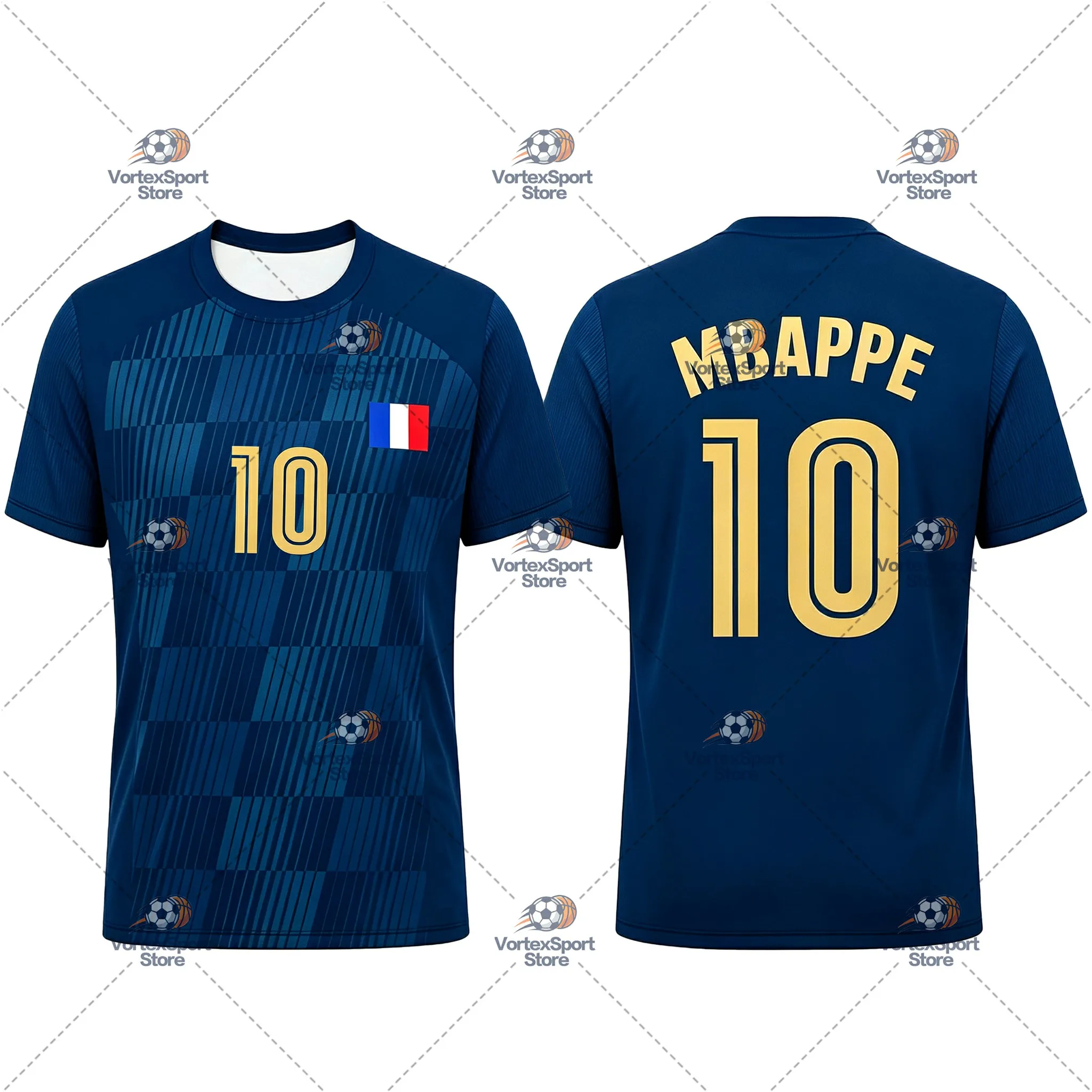 Explosions Kinder Herren Frankreich Nr. 10 Fußball Schnelltrocknendes T-Shirt Alle Größen Kurzarm Rundhalsausschnitt Mbappé Fußballfans Trikot – Detail 6