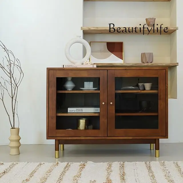 Nordic alle massivholz esszimmer seite schrank moderne einfache tee schrank esszimmer hause licht luxus wohnzimmer glas lagerung