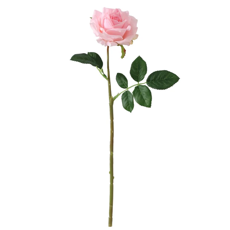 Real Touch Artificial Pink White Roses Wedding Flowers Latex Fake Rose Branch Flower Arrangement Farmhouse Decor Home Decoration