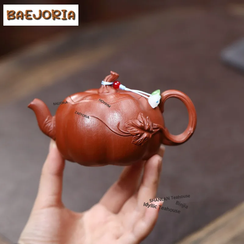 

180ml Classic Yixing Purple Clay Teapots Master Handmade Pumpkin Pot Raw Ore Old Section Mud Kettle Zisha Tea Set Collection
