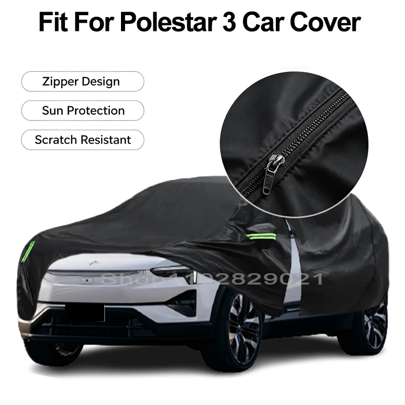 Zipper Door Waterproof Car Cover For Polestar 3 Windproof Dustproof UV Protection All Weather Auto Protector
